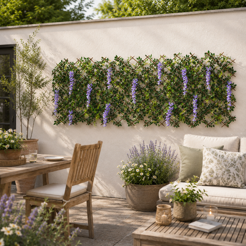 Extendable Purple Wisteria Trellis Garden Decoration