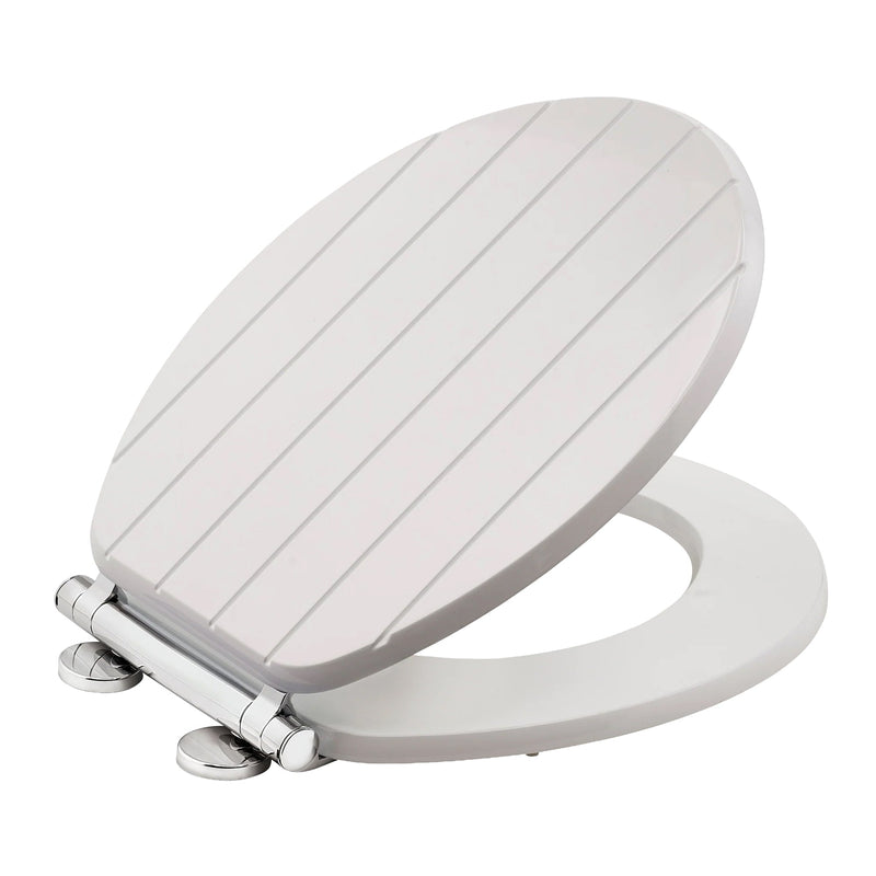 White MDF Soft Close Toilet Seat with Quick Release Oval Fit