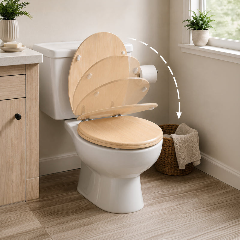Light Pine MDF Soft Close Toilet Seat with Quick Release