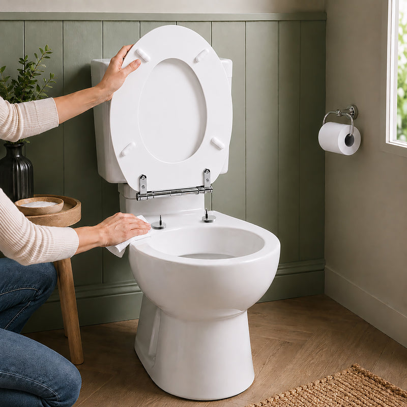 White Soft Close MDF Toilet Seat with Quick Release 18 Inch