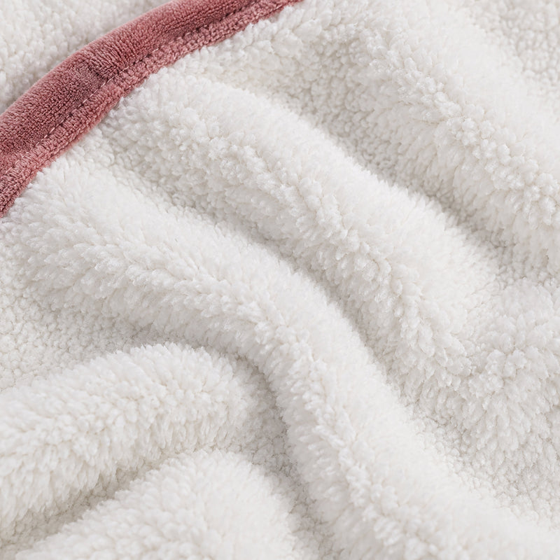 Large Pink Heated Flannel & Sherpa Fleece Throw Blanket