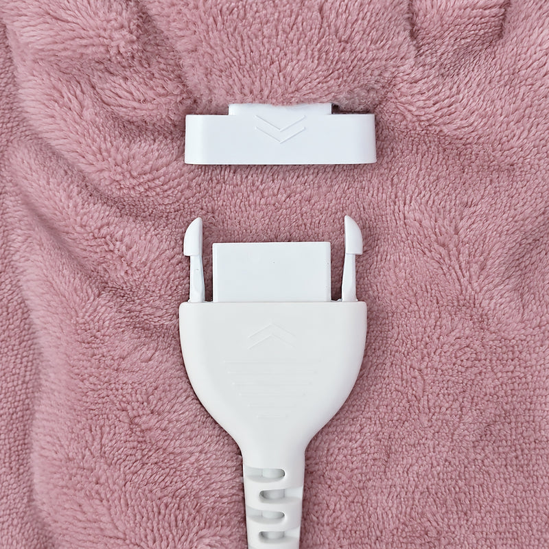 Large Pink Heated Flannel & Sherpa Fleece Throw Blanket