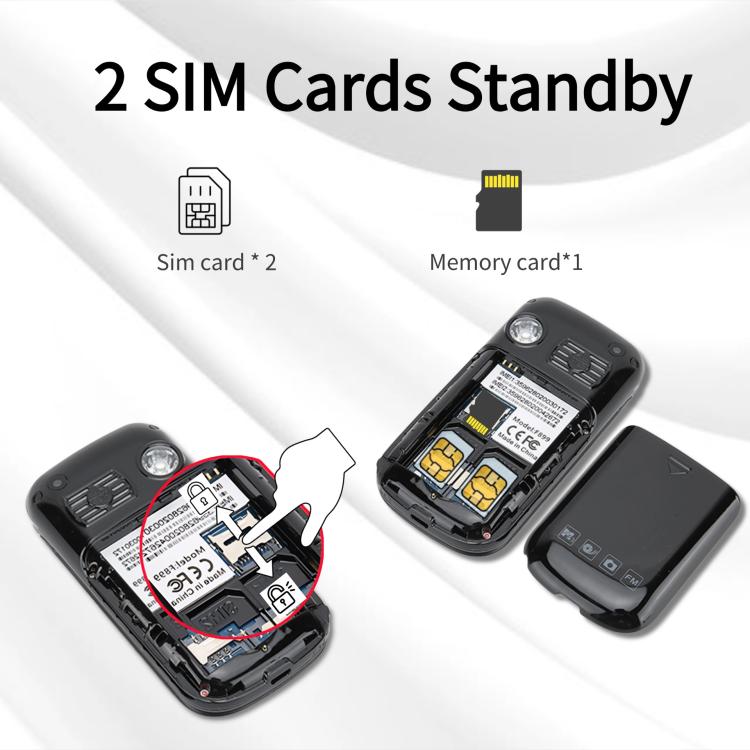 Mafam F899 Flip Phone, 2.4 inch, 32MB+32MB, Support FM, SOS, GSM, Family Number, Big Keys, Dual SIM, EU Plug, EU Plug