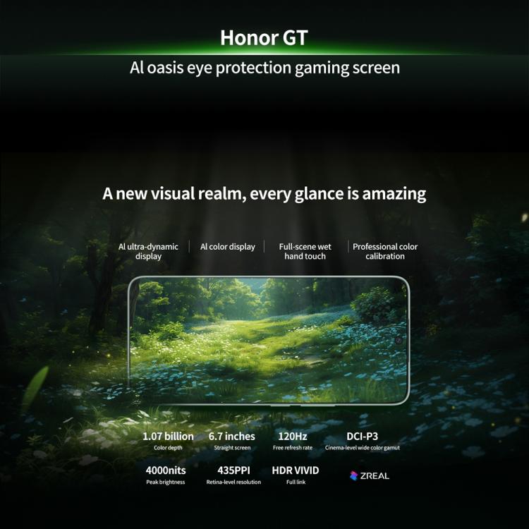 Honor GT, 16GB+512GB, In-screen Fingerprint, 6.7 inch MagicOS 9.0 Android 15.0 Snapdragon 8 Gen 3 Octa Core, Network: 5G, OTG, NFC, 16GB+1TB