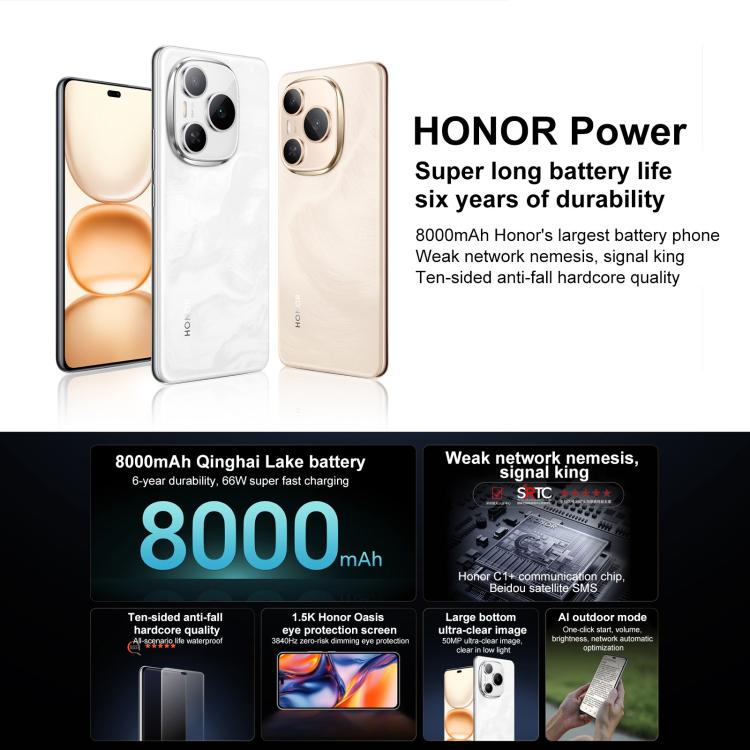 Honor Power, 12GB+256GB, Screen Fingerprint, 6.78 inch MagicOS 9.0 Snapdragon 7 Gen 3 Octa Core, Network: 5G, NFC, OTG, 12GB+256GB