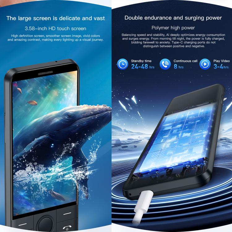 DOOV R27 Keypad Phone, 4GB+64GB, 3.58 inch Android 14 Mediatek MT6765 Octa Core, Network: 4G, Support Google Store, with Camera, With Camera