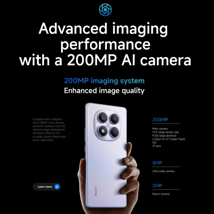 Xiaomi Redmi Note 14 Pro 4G Global, 8GB+256GB, In-screen Fingerprint, 6.67 inch Xiaomi HyperOS Helio G100-Ultra Octa Core, NFC, Network: 4G, Note 14 Pro 4G, 8GB+256GB(Black)