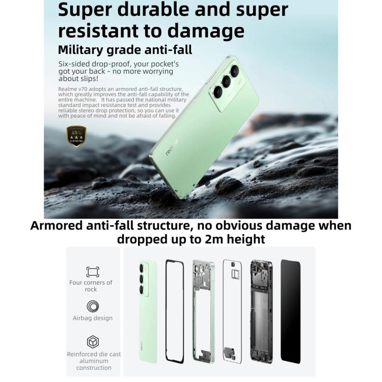 Realme V70, 12GB+256GB, 6.67 inch Realme UI 6.0 Android 15 Dimensity 6300 5G Octa Core, Network: 5G, 12GB+256GB