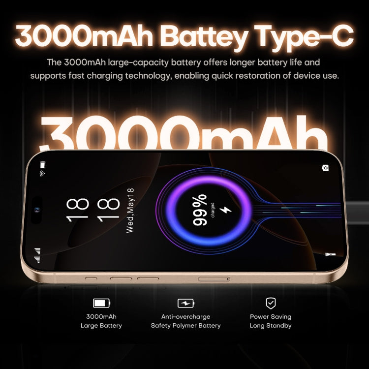 i16 Pro Max / A08A, 3GB+64GB, 6.73 inch Screen, Face Identification, Android 8.1 MTK6753 Octa Core, Network: 4G, Dual SIM, EU Plug, i16 Pro Max / A08A, EU Plug