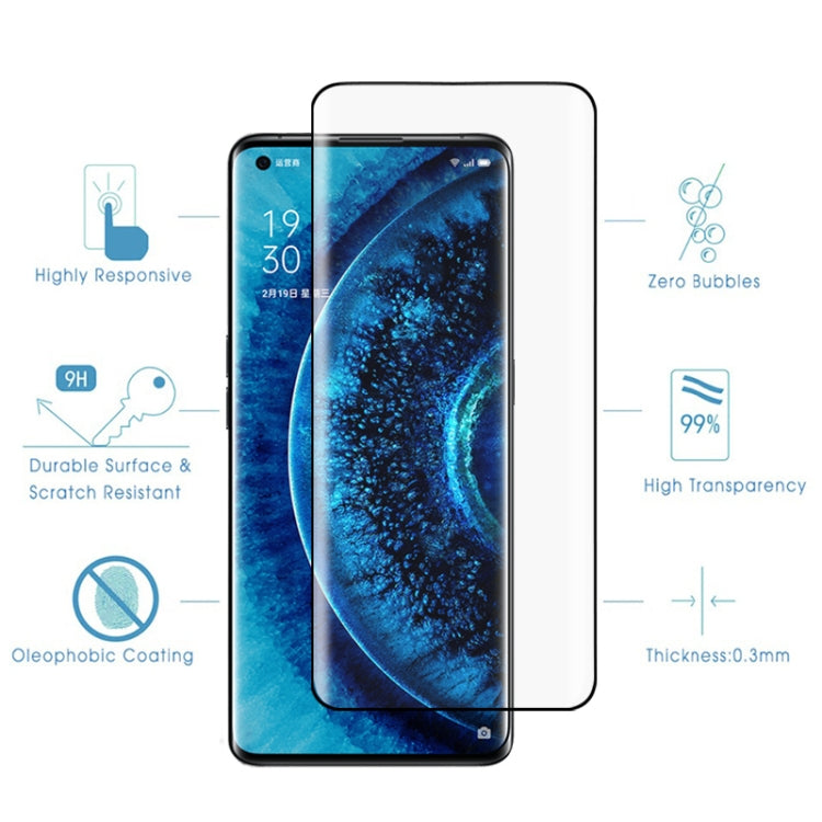 For OPPO Find X2 Pro 9H HD 3D Curved Edge Tempered Glass Film (Transparent), For OPPO Find X2 Pro(Black)(1 PC)