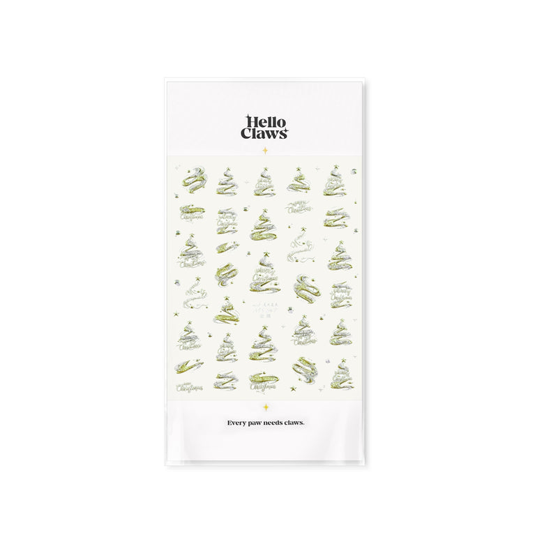 Hello Claws | Silver Green Christmas Tree Nail Deco Sticker