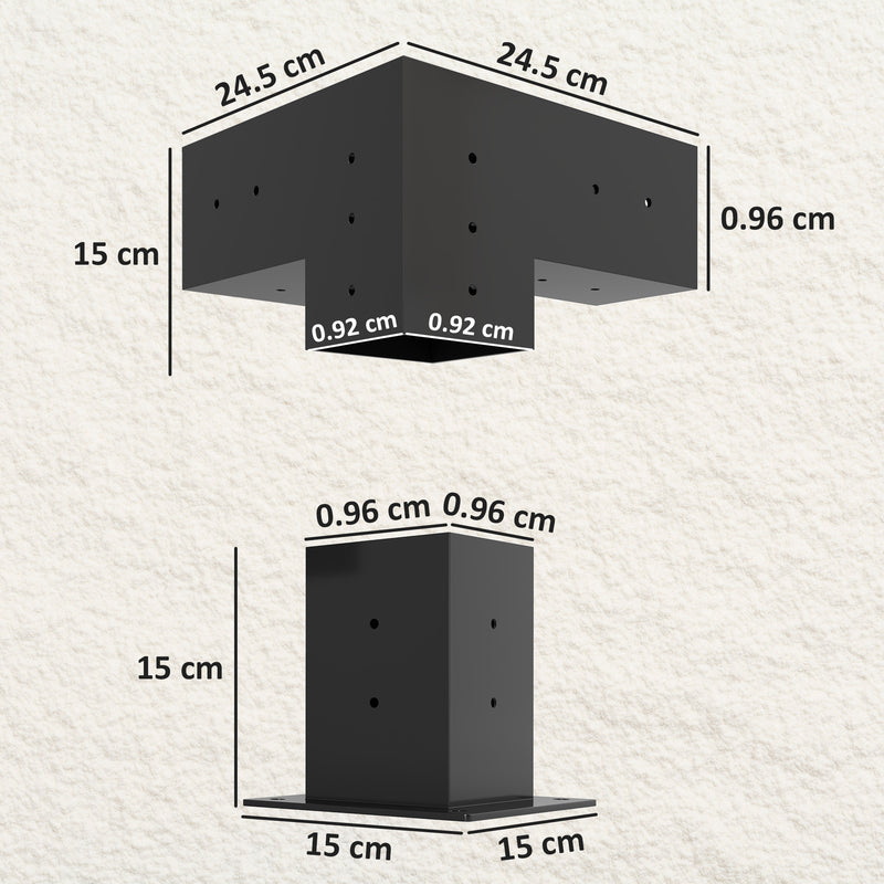 Outsunny Pergola Kit with 3-Way Corner Brackets & Post Base for 92mm Lumber