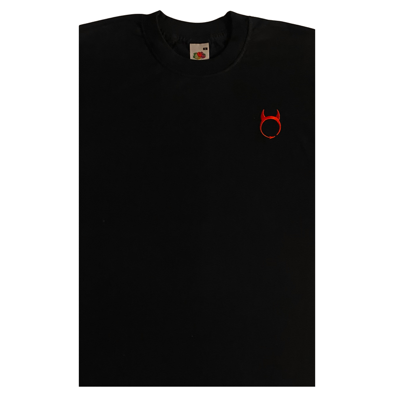 MUST Short Sleeve Embroidered T-Shirt (Black with Red Logo)