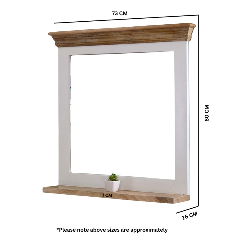 Bianco Solid Mango Wood Wall Mirror White