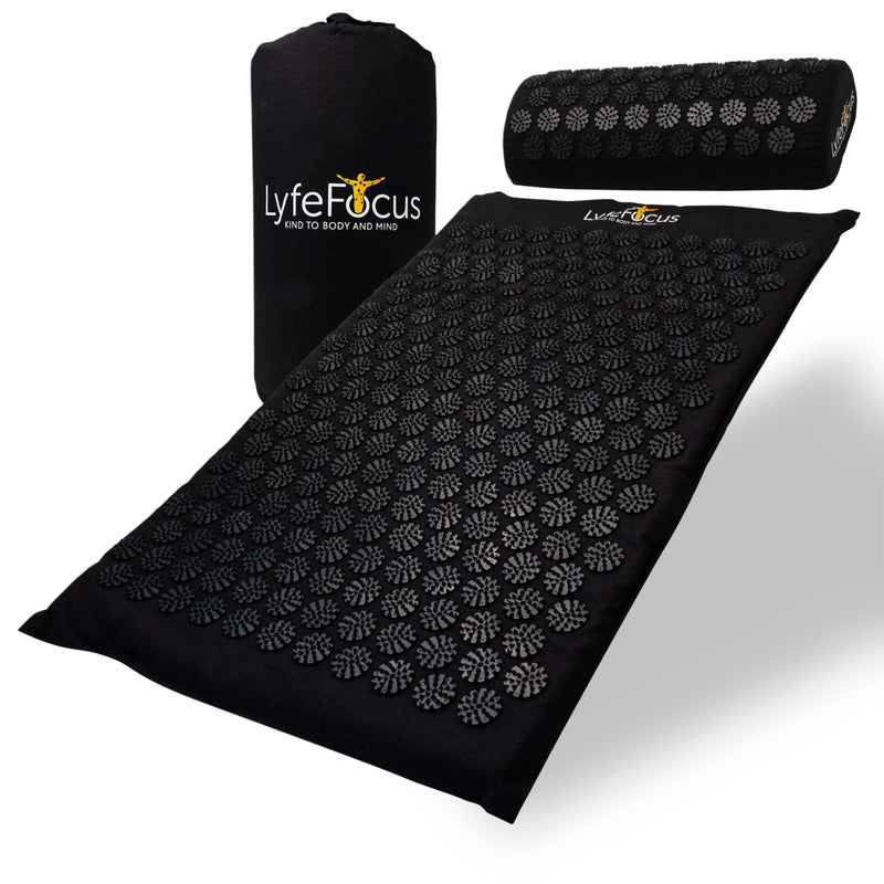 LyfeFocus Acupressure Mat & Pillow (Black)