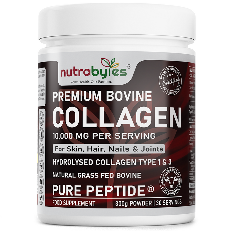 Premium Bovine Collagen Supplement Powder, 10,000 mg Pure Hydrolysed Collagen Peptides, Blended with 19 Amino Acids, Unflavoured Collagen Protein Powder Types 1 and 3, Halal & Kosher