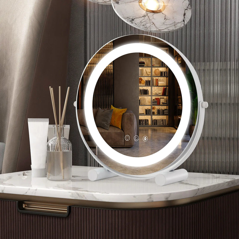 Makeup Vanity Mirror 3 Colour Dimmable LED Touch Screen 360° White with Stand