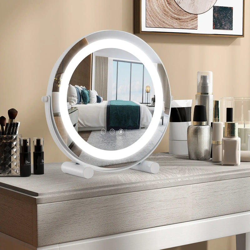 Makeup Vanity Mirror 3 Colour Dimmable LED Touch Screen 360° White with Stand