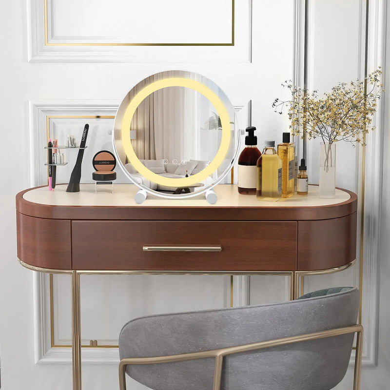 Makeup Vanity Mirror 3 Colour Dimmable LED Touch Screen 360° White with Stand