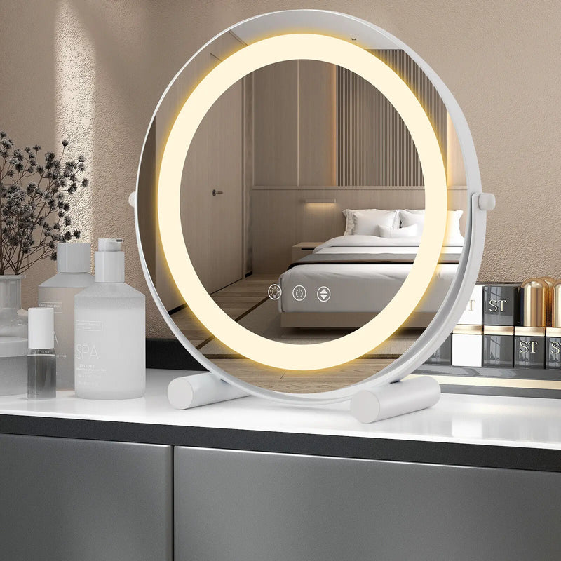 Makeup Vanity Mirror 3 Colour Dimmable LED Touch Screen 360° White with Stand