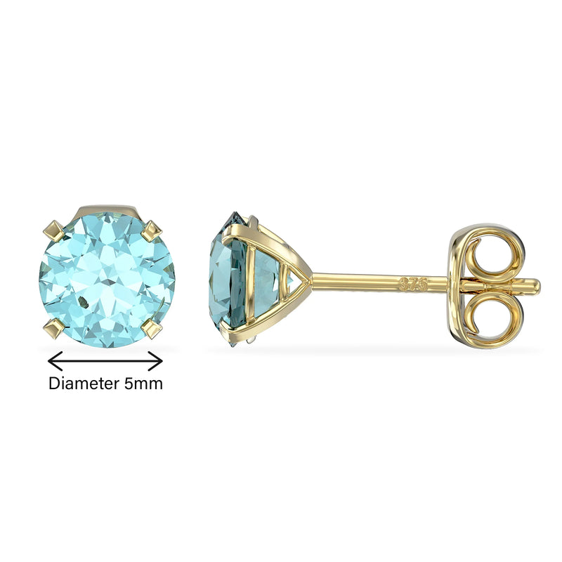 March Birthstone Aquamarine Stud Earrings
