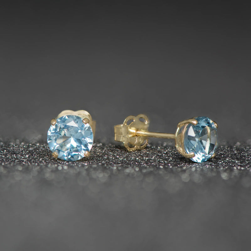 March Birthstone Aquamarine Stud Earrings
