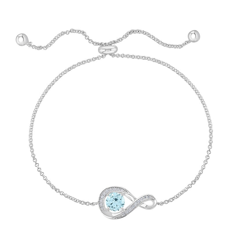 March Birthstone Infinity Bolo Bracelet