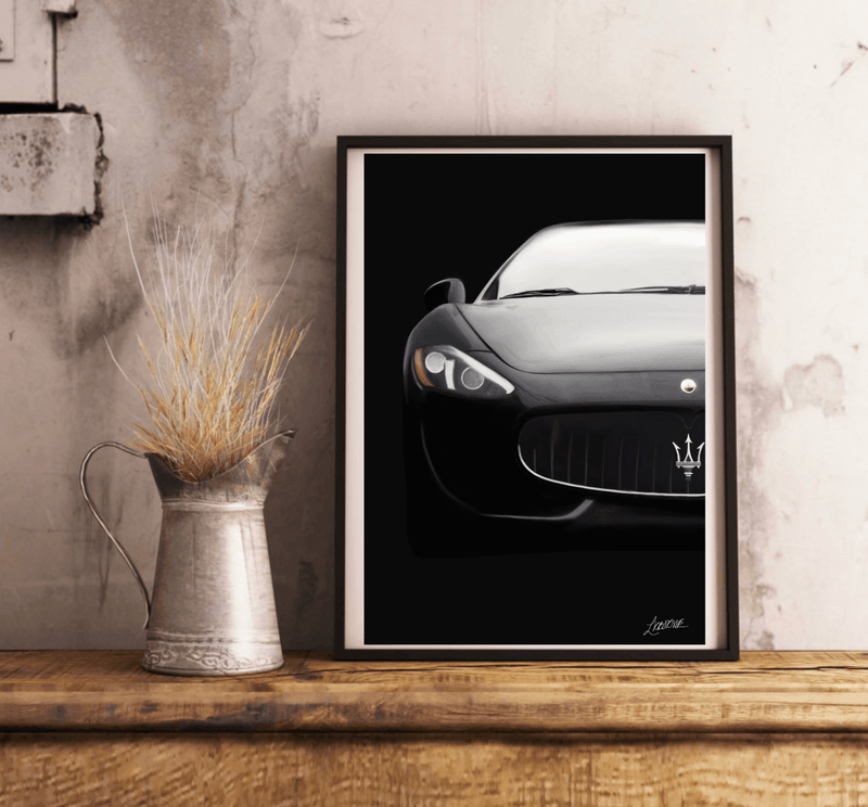 Maserati Art Print – Hand-Drawn Luxury Car Wall Decor
