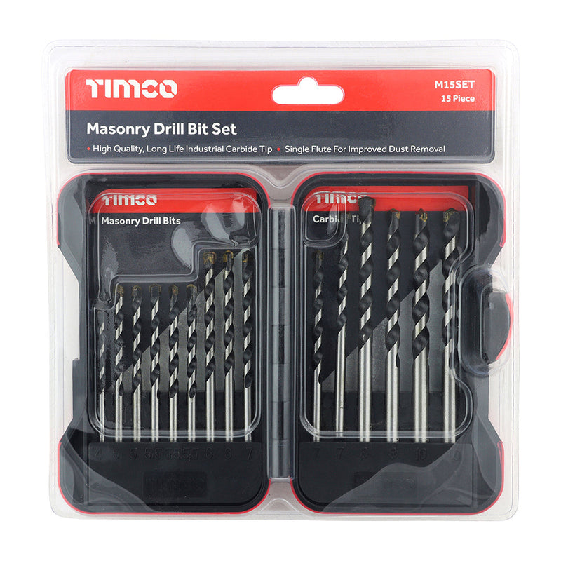 Masonry Drill Bit Set – 15 Piece