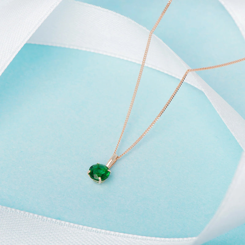 May Birthstone Emerald Pendant Necklace