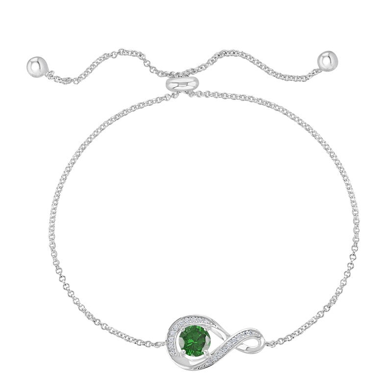 May Birthstone Infinity Bolo Bracelet