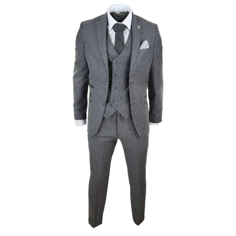 STZ34 - Men's Wool 3 Piece Suit Double Breasted Waistcoat Tweed 1920s
