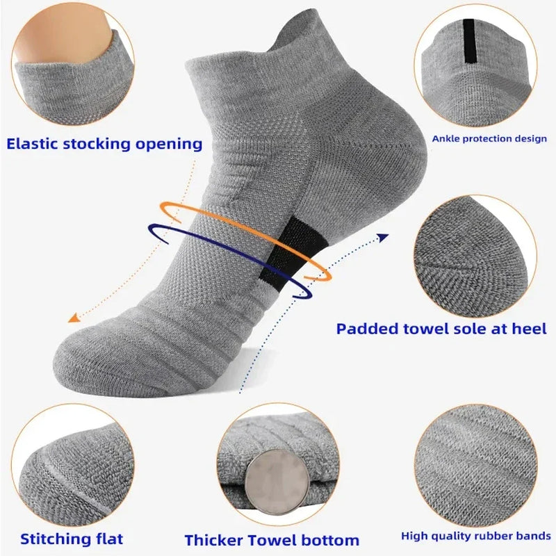 Anti-Slip Socks for Men - Breathable Cotton Sports Socks, Deodorising Grip Ankle Socks