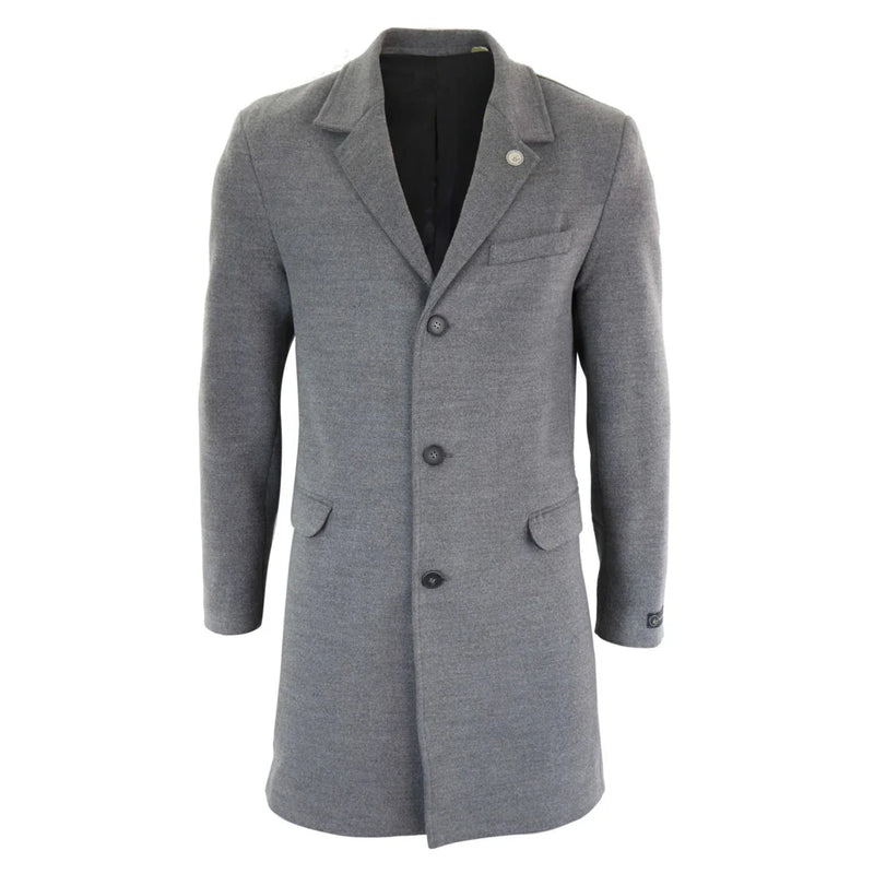Men's 3/4 Long Overcoat Jacket Wool Feel Coat Blinders
