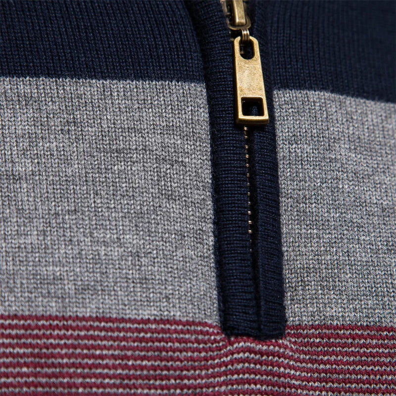 Men's Cotton Zip Neck Winter Sweater - Mock Neck Casual Knit Top