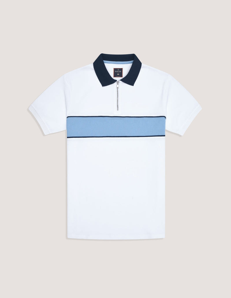 White Zip Neck Polo Shirt