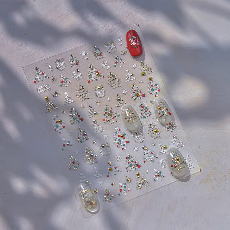 Hello Claws | Merry Christmas Tree And Snow Nail Deco Sticker