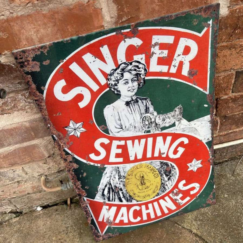 Vintage Singer Sewing Machine Metal Wall Sign