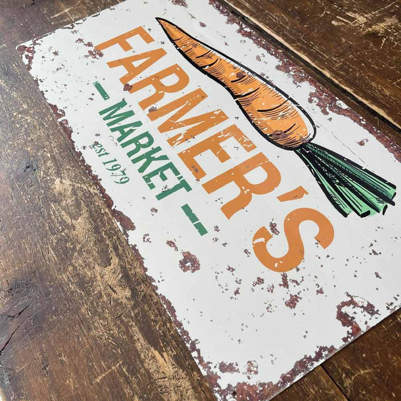 Metal Distressed Vintage Farmers Market Sign