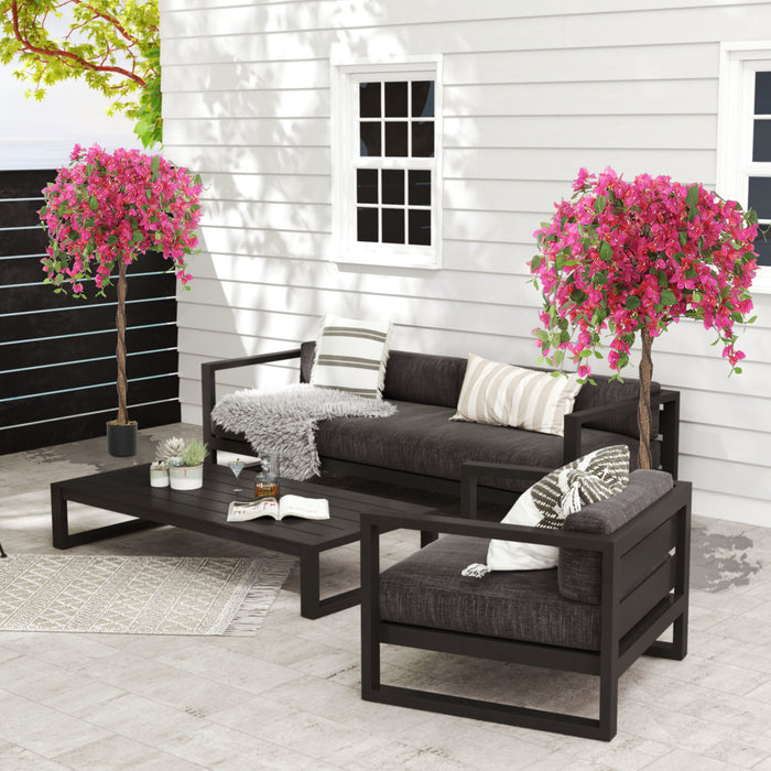 HOMCOM Set of 2 Decorative Artificial Plants Fake Plants Purple and Red