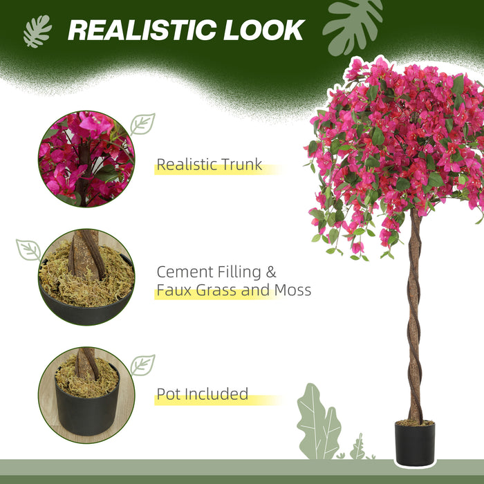 HOMCOM Set of 2 Decorative Artificial Plants Fake Plants Purple and Red