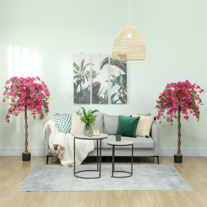 HOMCOM Set of 2 Decorative Artificial Plants Fake Plants Purple and Red