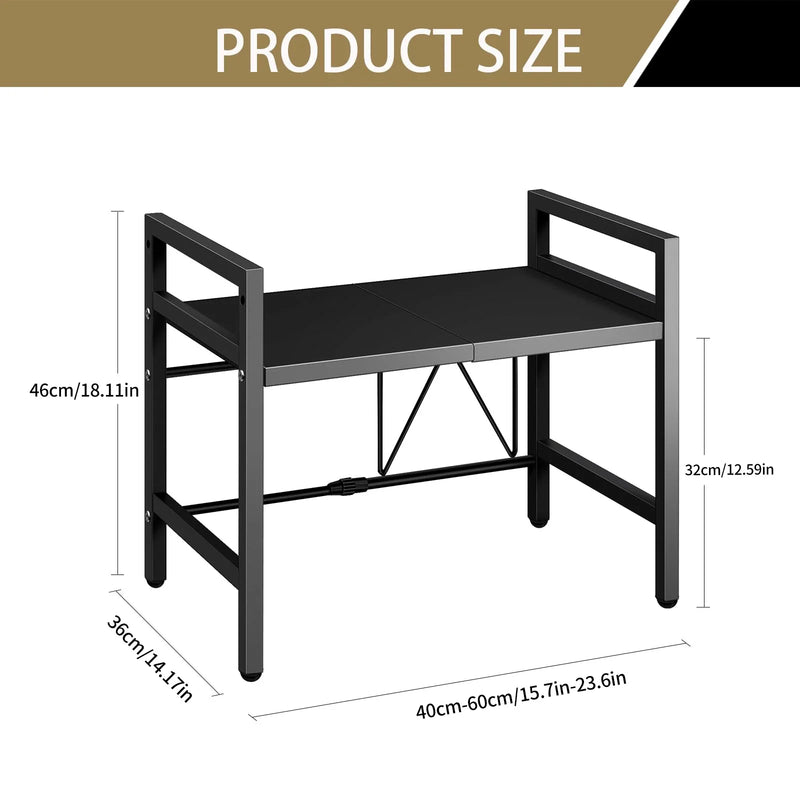 Expandable Microwave Shelf Organizer - Rust & Moisture-Proof Countertop Rack for Kitchen