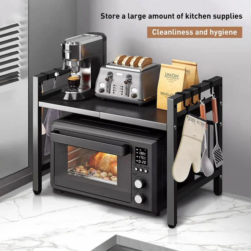 Expandable Microwave Shelf Organizer - Rust & Moisture-Proof Countertop Rack for Kitchen