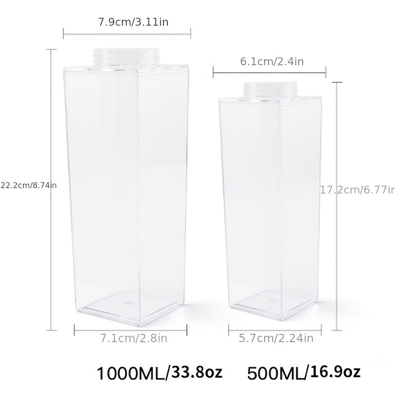 Leak-Proof Square Milk Carton Water Bottle - Reusable Travel & Kitchen Bottle