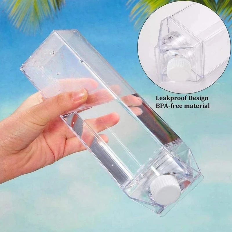 Leak-Proof Square Milk Carton Water Bottle - Reusable Travel & Kitchen Bottle