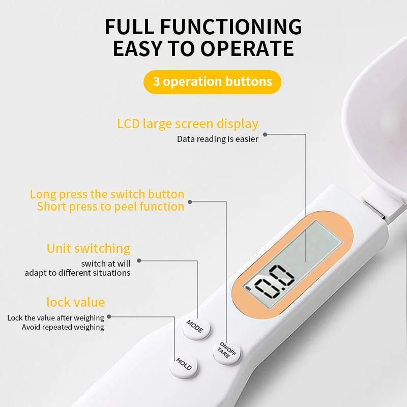 Mini Digital Spoon Scale - LCD Electronic Measuring Spoon for Flour, Milk, Coffee, Precision Kitchen Scale