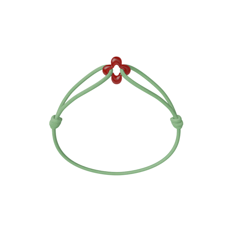 Mini Red Clover Cord Bracelet