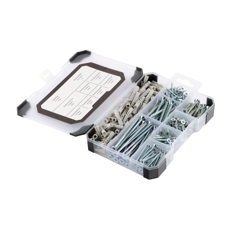 Mixed Tray – Screws, Plugs & Drill Bit (Zinc) – 251 Piece