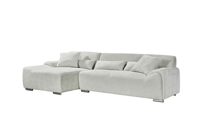 Luxurious Modena Beige Left Hand Corner Sofa with Deep Seats and Metal Feet